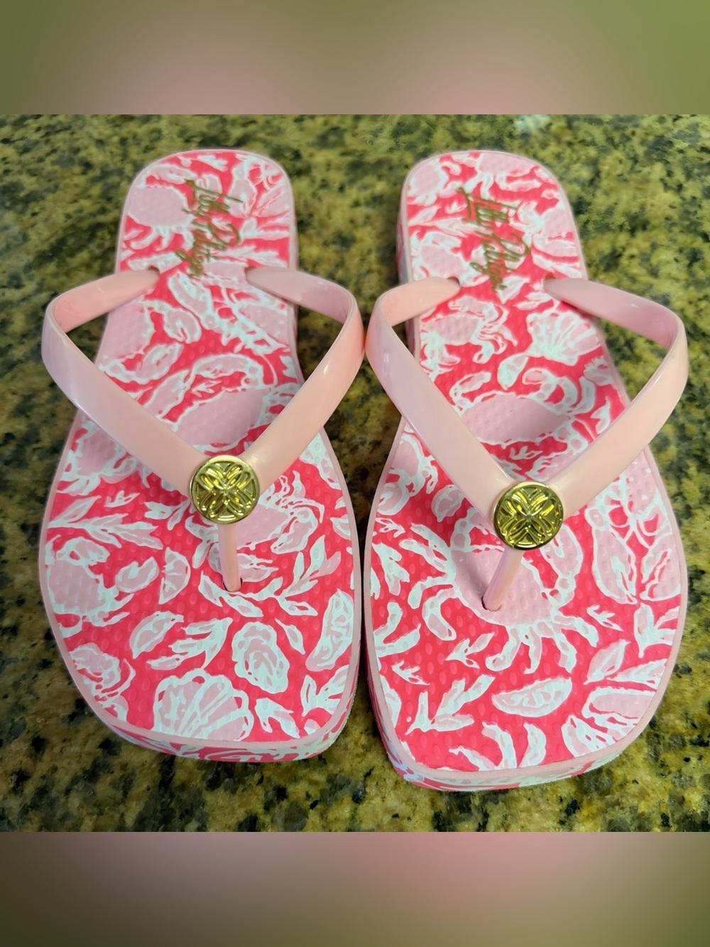 Lily Pulitzer Sandsational Square Toe Flip Flops. - Picture 3 of 4